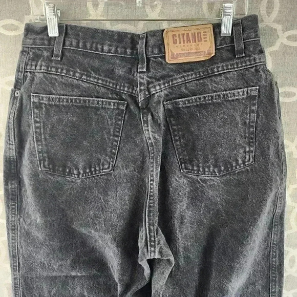 Vintage Gitano 100% Cotton Black Tapered Leg High Rise Women's Jeans 16 - Picture 4 of 8